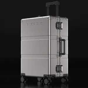 Ganz aluminium gepäck mit kleinem offenen Fach 20 Zoll Boarding Luggage Business Metal Koffer