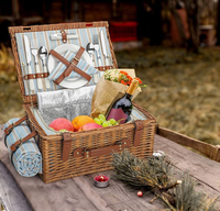 Panier en osier pour 2 personnes avec compartiment isolé pour pique-nique de cuisine écologique Cadeau portable moderne