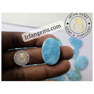 ลาริมาร์สีน้ำเงินเกรดสูง ทรงคาโบชอง 100% ลาริมาร์ธรรมชาติ  ทำด้วยมือและขัดเงาสำหรับทำเครื่องประดับหรือเป็นของขวัญสำหรับเธอ คริสตัลลาริมาร์ - Product Image 1