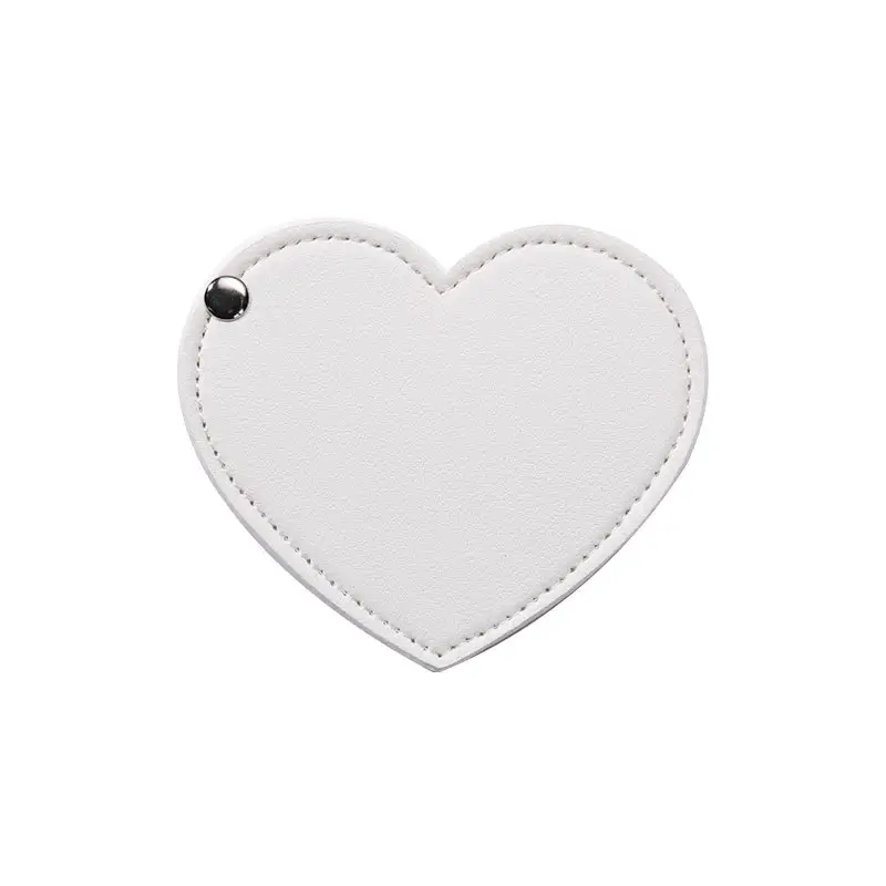 SAIYII Sweet Heart Shaped Pu Leather Pocket Mirror LOW MOQ Custom Logo Rotatable Pu Compact Make up Mirror For Women