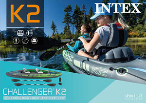 Bateau pneumatique <span class=keywords><strong>Intex</strong></span> 68306 <span class=keywords><strong>Challenger</strong></span> pour deux personnes, 3,1-4 m, design <span class=keywords><strong>kayak</strong></span> de pêche, PVC durable pour le sauvetage - Product Image 5