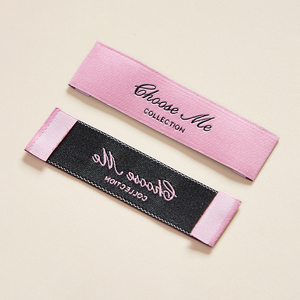 Étiquettes tissées personnalisées en satin avec logo de marque, étiquettes de vêtement pliées en bout, étiquettes tissées pour le cou pour vêtements - Grande Vente - Product Image 5