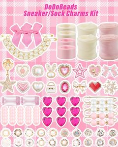 Dodobeads Pcs Pink Shoe Charms For Sneakers Junk <b>Socks</b> Charms Kit With Satin Lace Shoelaces Pink Sneaker Charm For Women Cute Sh - Product Image 3