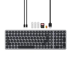 Teclado de aleación de aluminio retroiluminado 9 en 1, función de acoplamiento Hub para Mac Os/ios/Android/Windows, gran oferta