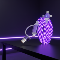 Cable de Carga para Teléfono Móvil 3 en 2 con Luz LED Intermitente, Cable USB Tipo-C de PVC