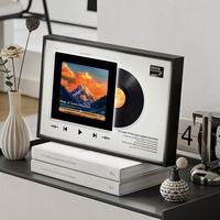 Haut-parleur Bluetooth en forme de disque vinyle avec lumière LED, lecteur de musique, décoration murale, peinture décorative de table, ornement mural suspendu