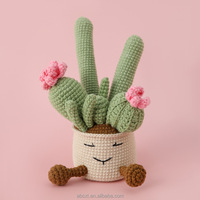 Décoration d'intérieur, cactus en crochet fait main, multi-têtes, en pot