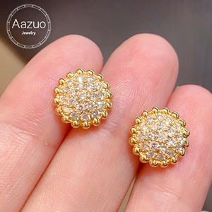 ต่างหูเพชรทรงกลมแบบมินิมอล Aazuo ทองคำแท้ 18K ประดับเพชรเพาะเลี้ยง E VS1 ของขวัญสำหรับผู้หญิงและเด็ก สวมใส่ได้ทุกวัน - Product Image 1
