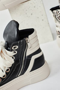 Sıcak satış moda Colorblock PU tıknaz Sneakers kalın alt kadınlar kadınlar için yüksek üst spor ayakkabılar günlük çizmeler - Product Image 5