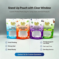 Sachet Doypack Personnalisé Imprimé avec Fenêtre Transparente, Fermeture Zip Refermable, Emballage Alimentaire, Sachet Plastique avec Trou de Suspension pour Snacks et Bonbons