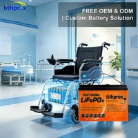 Batterie au lithium pour scooter 36V100AH 3.6KWh, lithium fer phosphate de qualité supérieure, conception durable, remplacement direct pour fauteuil roulant électrique
