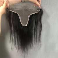 Prothèse capillaire en forme de T avec base en dentelle complète, système à clips pour le front, en cheveux Remy indiens, avec ligne de cheveux invisible, noir naturel, réponse rapide