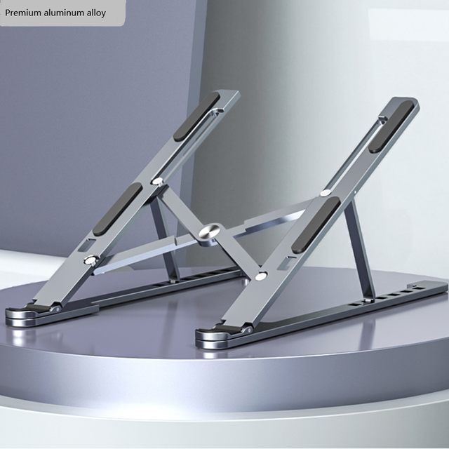 Boneruy P4 Foldable Aluminum Laptop Stand Riser with Adjustable Tripod Design for 14-17.3 Inch Laptops