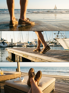 Chaussures de <span class=keywords><strong>bateau</strong></span> hybrides personnalisées pour hommes, en cuir véritable hydrophobe, avec lacets 360° et semelle en caoutchouc antidérapante EVA - Product Image 4