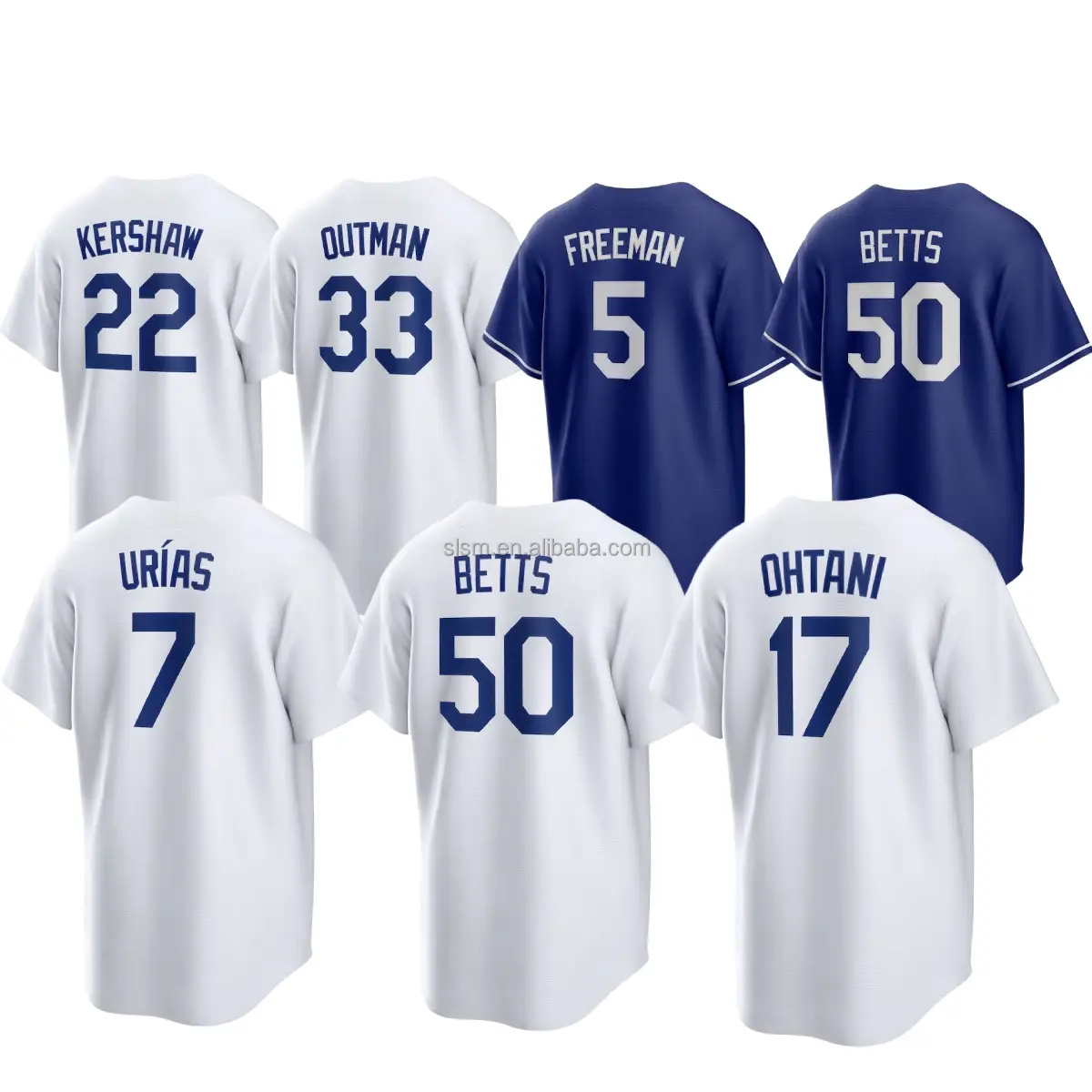 Grosir kaus bisbol bordir kualitas tinggi rajutan halus Jersey bisbol Dodgerrrr #17 Shohei Ohtani