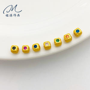 Bracelet en or sablé de style ancien incrusté de zircon, motif cœur martelé, perles de <span class=keywords><strong>sucre</strong></span> et perles libres - Product Image 5