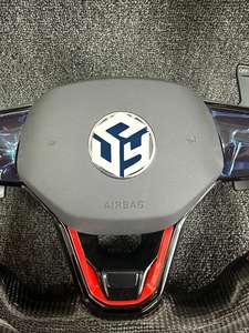 Volant en cuir Alcantara semi-perforé R <span class=keywords><strong>Line</strong></span> pour VW Volkswagen <span class=keywords><strong>Golf</strong></span> 5 <span class=keywords><strong>6</strong></span> 7 R Gti MK4 MK5 MK6 MK7 Jetta Passat CC B6 B7 - Product Image 4