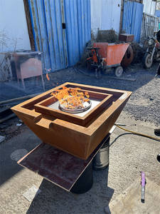 Fontaine cascade moderne en acier Corten couleur rouille avec foyer au gaz certifié - Prix de gros - Product Image 3