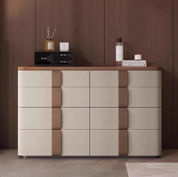 Console de Rangement Luxe Italienne à Huit Compartiments, Table à Bijoux Moderne Haut de Gamme en Cuir Écologique et Durable pour Chambre et Salon