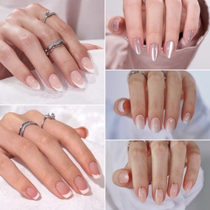 Ongles artificiels de luxe personnalisés bleu et argent, design chromé, en gros, en gel souple amande, style français, pour l'hiver, à presser - Product Image 3