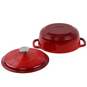 Cocotte en fonte émaillée rouge robuste pour cuisson lente et saine, compatible induction - Product Image 2