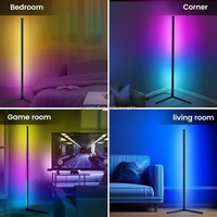 Lampe sur pied LED intelligente moderne pour salon et jeux, avec télécommande RGB et contrôle par application, synchronisation musicale, éclairage d'angle et minuterie