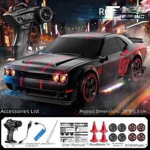 Voiture de course télécommandée RC 1:24 à quatre roues motrices, haute vitesse, drift, Hellcat, jouet pour enfants, coffret cadeau, matériau ABS, éclairage - Product Image 5