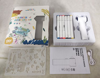 Ensemble de marqueurs aérographe pour enfants 12 couleurs marqueurs lavables avec pochoirs Kit d'art et d'artisanat amusant Cadeau créatif pour garçon et fille