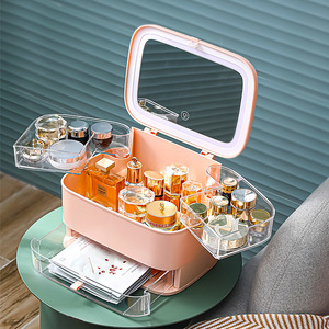 Custodia per Organizer per trucco da tavolo tipo di cassetto antipolvere per cosmetici con specchio - Product Image 4