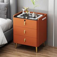 Meuble de chevet intelligent en bois massif au design moderne, écoresponsable, avec mini-lampe LED, chargeur sans fil et tiroir de rangement rafraîchissant pour chambre à coucher