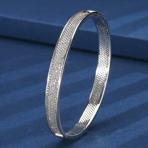 Fashion Jewelry Eco-friendly <b>Copper</b> Rose Gold Plated Minimalist Design Micro Pave Zircon Anti Tarnish <b>Bangles</b> for Women - Product Image 4
