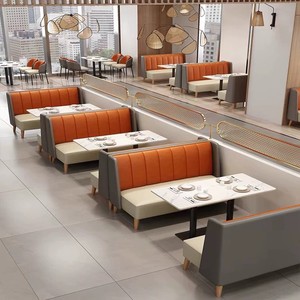 Thương mại đồ nội thất thiết kế hiện đại Rắn Gỗ Nhà Hàng chỗ ngồi thiết lập với màu sắc bị chặn gian hàng và bàn ăn cho 2-3 người - Product Image 2