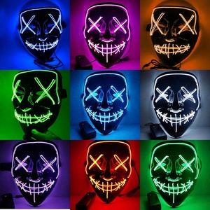 Topeng LED Joker Bentuk V Berkualitas Tinggi, Plastik PVC Ramah Lingkungan, Cahaya Dingin untuk Halloween, Pesta Topeng Lucu - Product Image 4