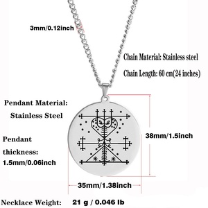 Collana con Ciondolo Amuleto Talismano in Acciaio Inossidabile con Simboli Voodoo Veve Sigillo Vodou <span class=keywords><strong>Lwa</strong></span> Loa Incisione Laser - Product Image 4