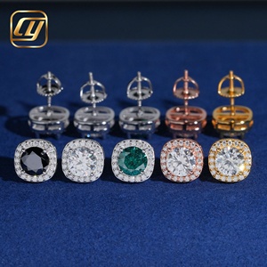 Boucles d'oreilles pendantes en argent 925 avec moissanite ronde, semi-serties, testées au diamant, pour femmes, bijoux de mariage, vente en gros, stock en vrac - Product Image 3