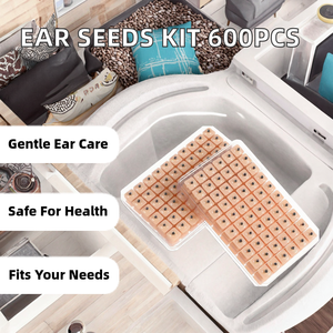 Kit d'acupuncture auriculaire en métal de 600 pièces, autocollants auriculaires, graines auriculaires, carte d'acupression auriculaire, pinces, certifié Baibaikang RoHS - Product Image 2
