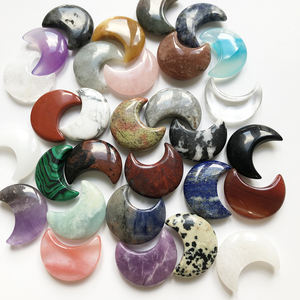 Pierre naturelle 30mm sculpture croissant de lune pierre précieuse Quartz Rose Quartz améthyste cristal lune artisanat pour la décoration - Product Image 3