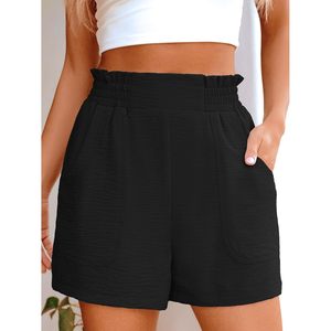 FOXA Pantalones cortos de cintura alta para mujer, cintura elástica, algodón, elastano, transpirables, con bolsillos, ropa informal de verano para la playa - Product Image 2