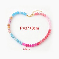 Nouveau Collier de Perles Plates en Pierre Naturelle Multicolore Style Ins Tendance, Imperméable, Fait Main, Bijou de Fête