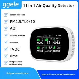 เครื่องตรวจวัดคุณภาพอากาศแบบ WiFi กันน้ำ IP65 11-in-1 ตรวจวัด PM2.5 O2 CO TVOC HCHO ด้วยเซ็นเซอร์ NDIR สำหรับบ้านอัจฉริยะ ผลิตในจีน - Product Image 2