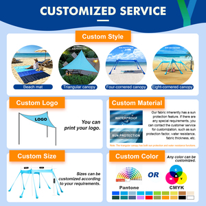 Tapis de plage d'été surdimensionné coupe-vent avec 4 piquets de sol, léger, pliable et portable, sans sable - Product Image 2