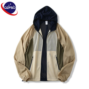 QZFSO Custom Streetwear <b>Lightweight</b> Mesh Zip up Windbreaker Breathable Quick-dry Polyester Sun Protection <b>Jacket</b> With Hood - Product Image 2