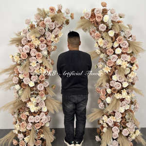 Vendita calda decorazione per festa <span class=keywords><strong>di</strong></span> nozze fiore bianco rosa <span class=keywords><strong>di</strong></span> seta fiore artificiale sfondo arco <span class=keywords><strong>di</strong></span> nozze - Product Image 3