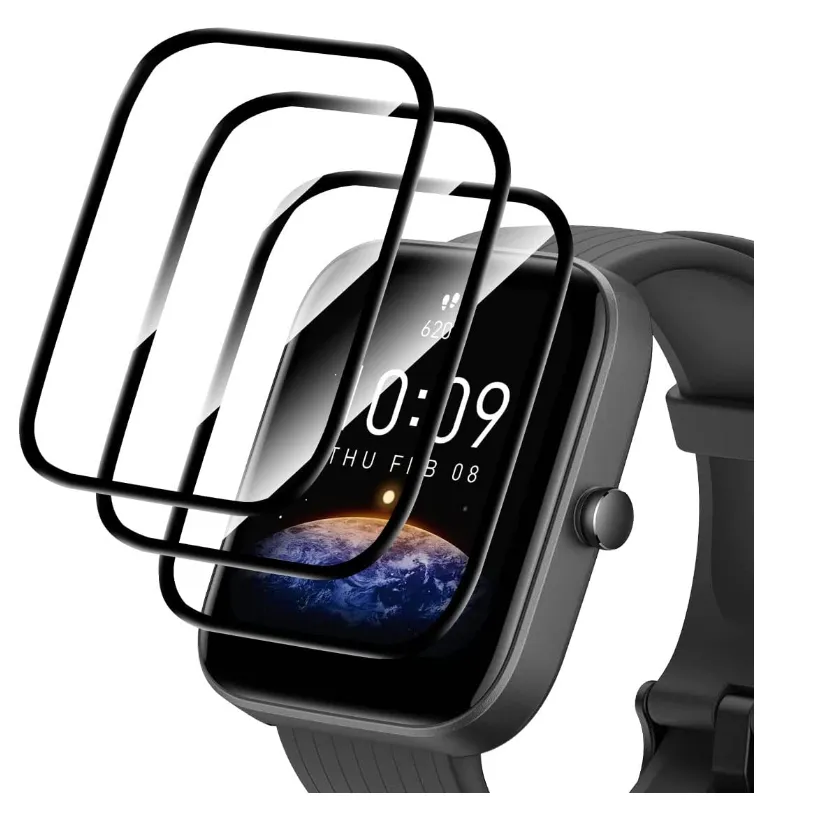Crystal Clear Full Cover Tempered Glass 3D Screen Protector for Amazfit Bip 3