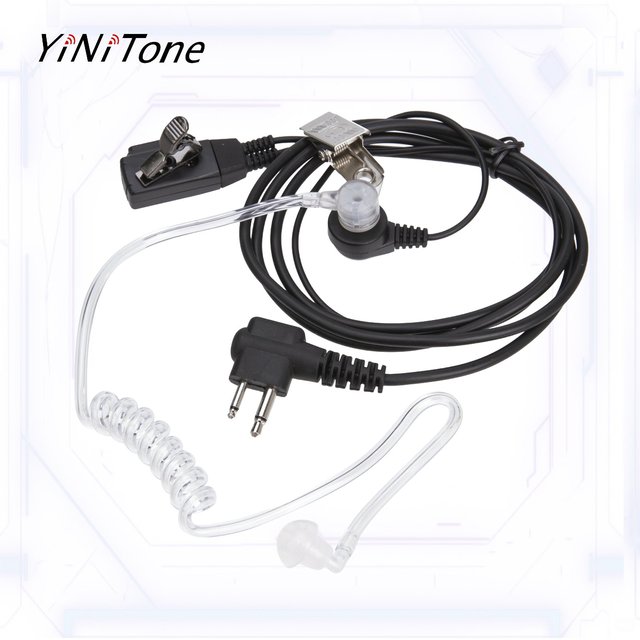 2-Pin Covert Acoustic Tube Headset Anti-Noise Earpiece Mic  GP300 GP308 GP68 GP88s GP100 DEP450 Walkie Talkie