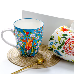 Mug en porcelaine blanche grande capacité 550 ml, motif logo peint à la main, personnalisable, cadeaux d'affaires, pour lait et café, compatible lave-vaisselle et micro-ondes - Product Image 3