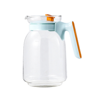 Carafe en verre et plastique KOSEDA de 2200 ml, grande capacité, avec couvercle, théière, bouilloire, pour boissons chaudes/froides, résistante à la chaleur, design moderne, pour les entreprises
