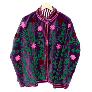 High Quality Velvet Woven <b>Reversible</b> Eco-Friendly Bomber Jacket Floral Pattern Boho Style Autumn Short <b>Coat</b> Full Sleeve Cotton - Product Image 1
