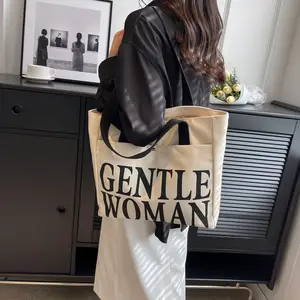 Low MOQ Stock Large Capacity 2023 Hot Sale Gentle Woman Shoulder Bag Shopping Bag Canvas Tote Letter Bag