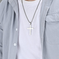 Collier pendentif en acier inoxydable 316L PVD avec croix religieuse catholique chrétienne, drapeau américain étoilé, bijoux de mode pour hommes